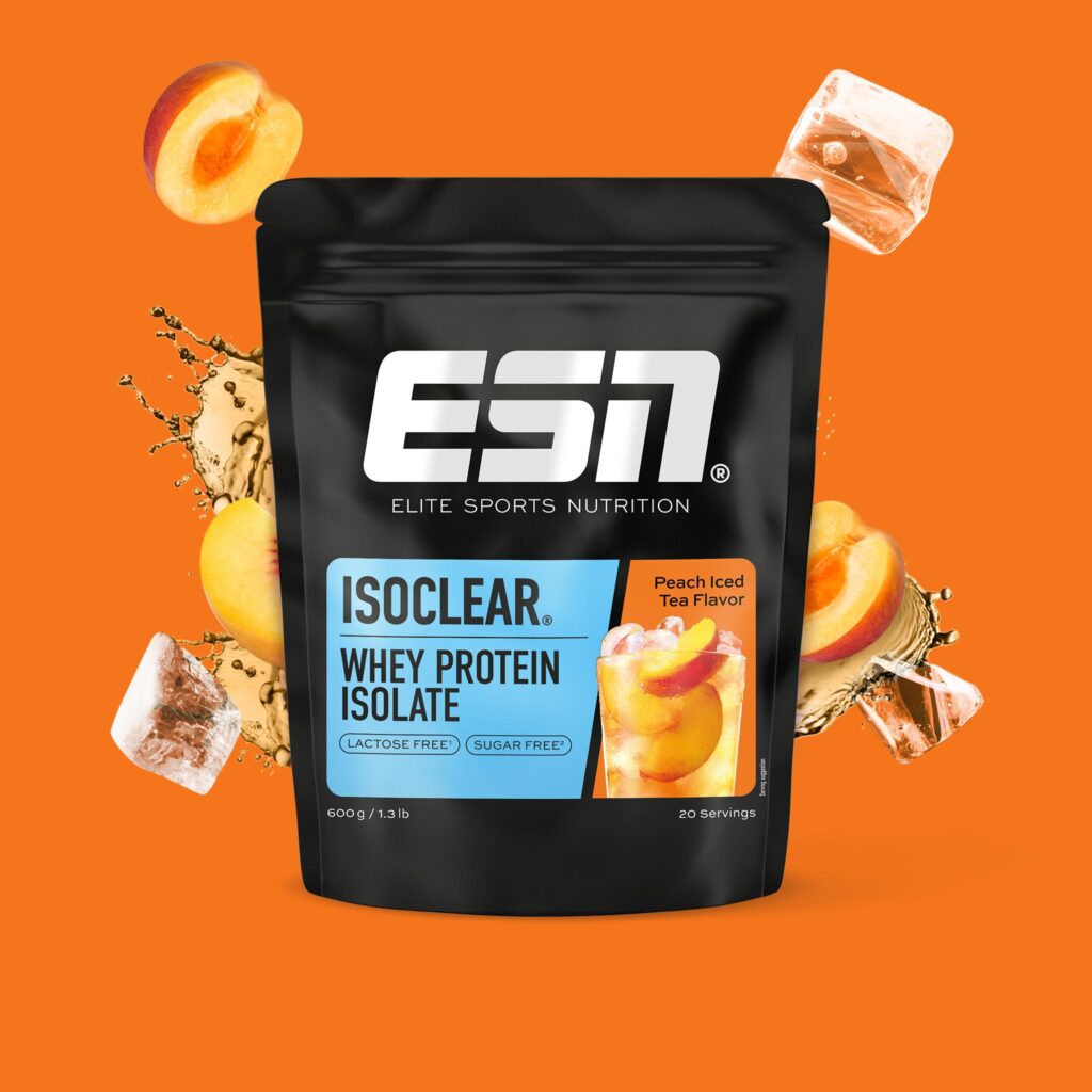 Isoclear whey protein slate Peach iced tea flavor