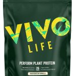 Vivo Life Perform Plant Protein groene zak mockup in de smaak Madagascar Vanilla